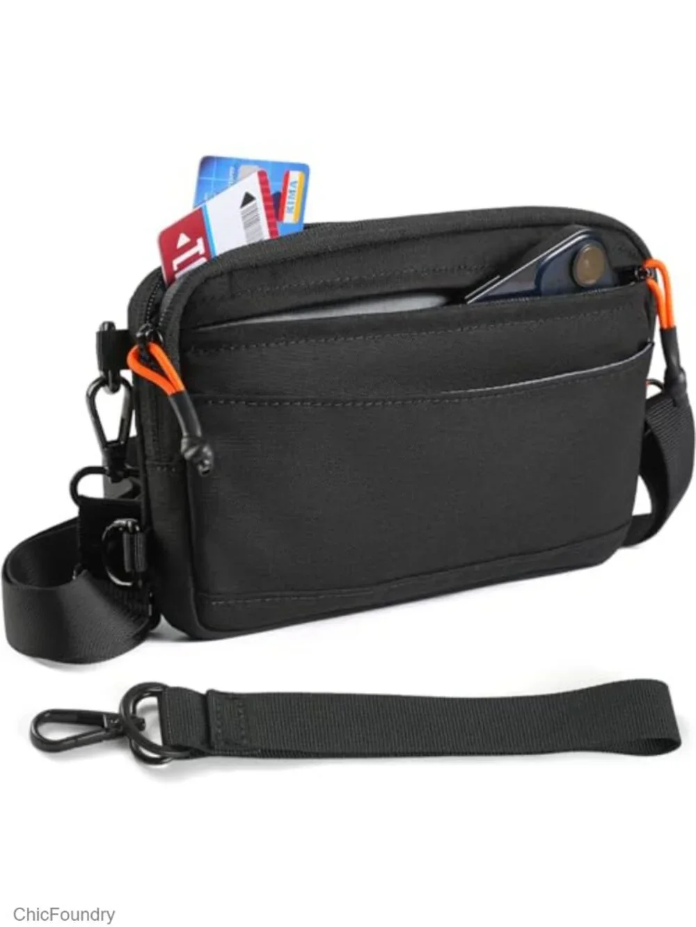 4-in-1 RFID Blocking Wristlet Crossbody Wallet for Women, 500D Nylon Clutch